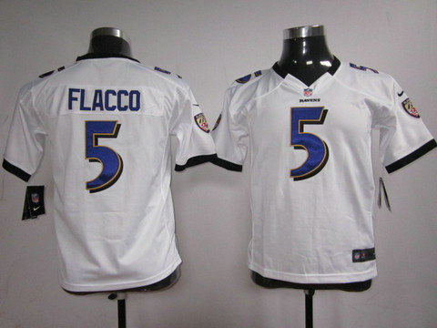 NFL Youth Jersey Nike White Baltimore Ravens 5 Delaware Joe Flacco